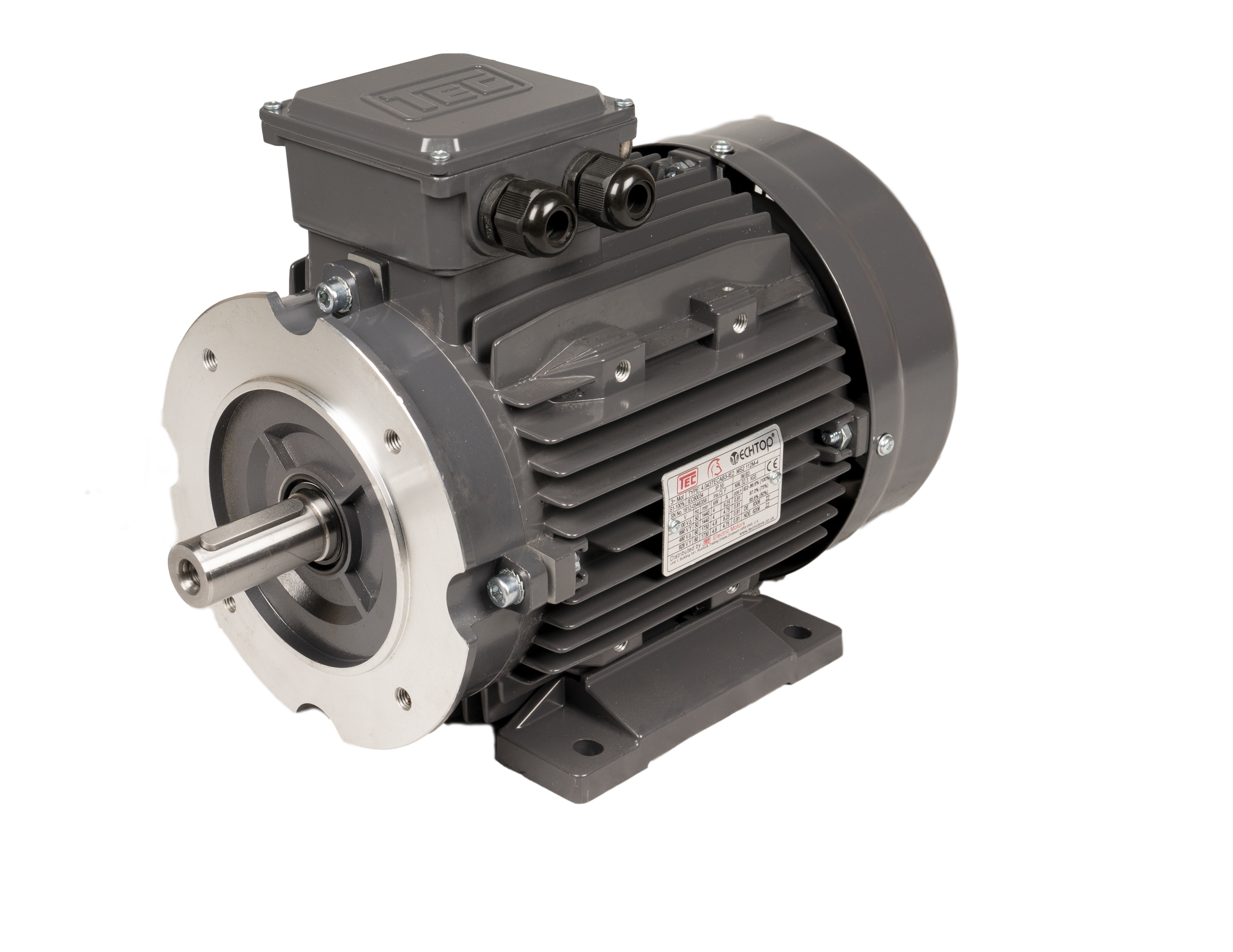 0.7543TECAB34B-IE2 TEC 3 Phase Electric Motor 0.75kW, 4 Pole, 230/400V 50Hz, Foot and Large Face Mounted B34B, IE2, 80 Frame