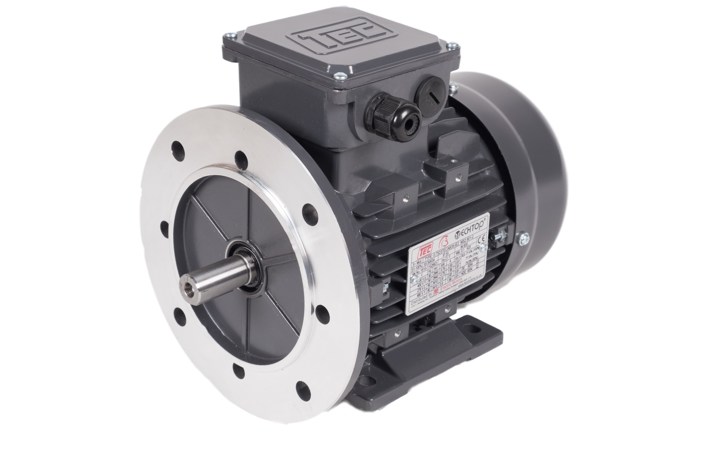 0.7523TECAB35R-IE2 TEC 3 Phase Electric Motor 0.75kW, 2 Pole, 230/400V 50Hz, Foot and Reduced Flange Mounted B35R, IE2, 80 Frame