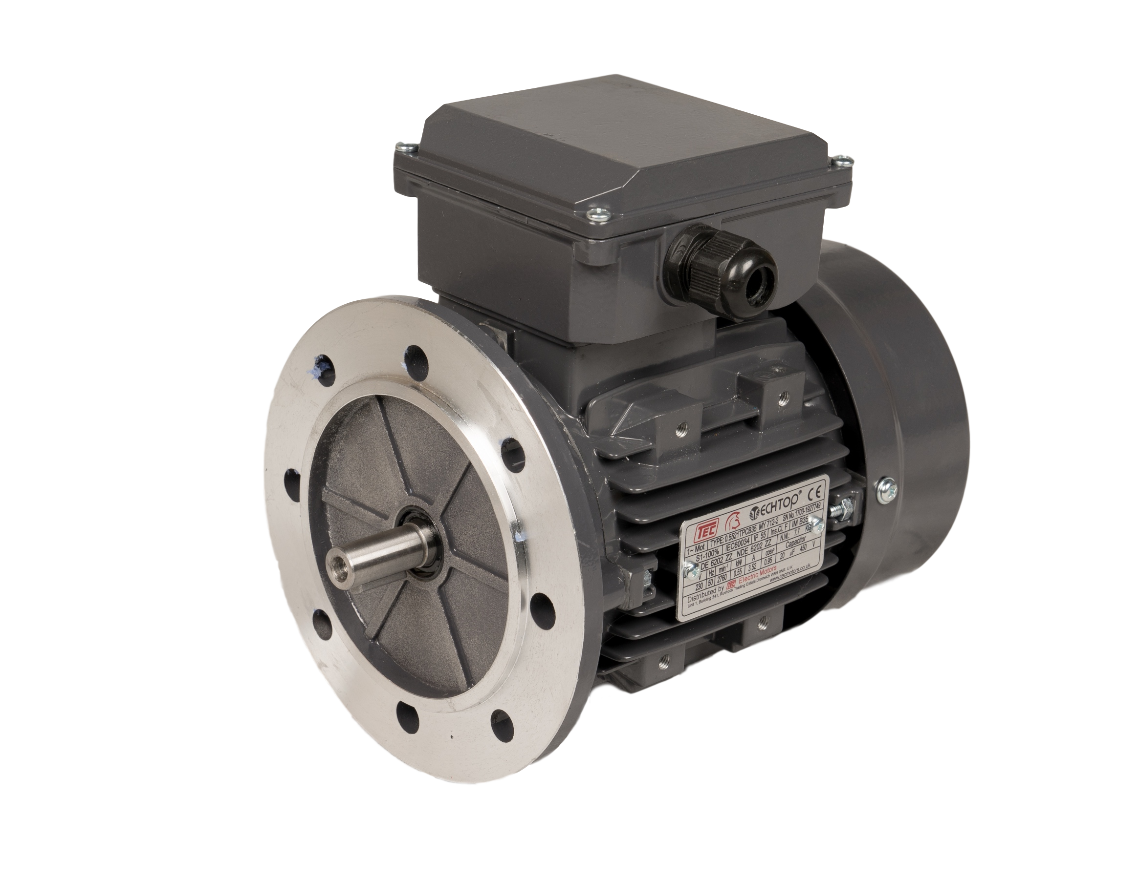 0.7523TECAB5R-IE3 TEC 3 Phase Electric Motor 0.75kW, 2 Pole, 230/400V 50Hz, Reduced Flange Mounted B5R, IE3, 80 Frame